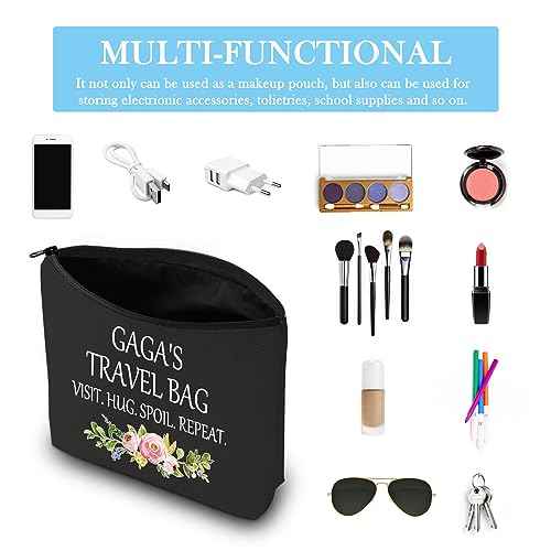 Gaga Gift Gaga Makeup Bag Gaga Appreciation Gift Grandma Toiletry Bag Travel Gift for Gaga (Gaga's Travel Black)