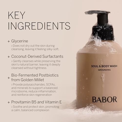 BABOR Soul & Body Wash, Nourishing Body Wash with Provitamin B5 & Glycerin for Silky-Soft, Hydrated Skin & Balanced Complexion, 8.45 fl oz