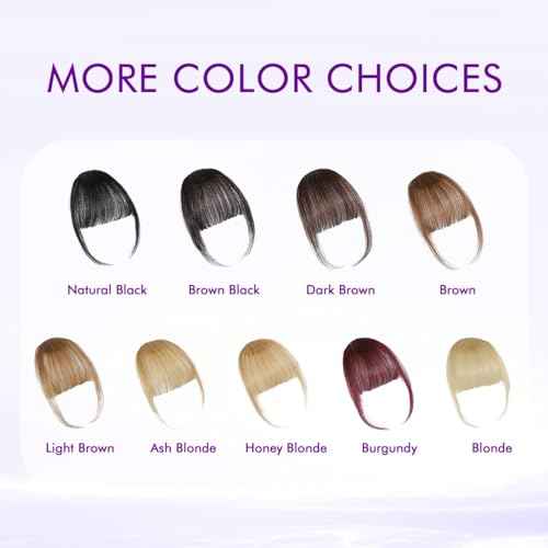 Clip in Bangs 100% Real Human Hair Extensions Wispy Natural Black Fake Bangs Hair Clip on bangs for women Fringe with Temples Hairpieces Faux Bangs for Daily Wear