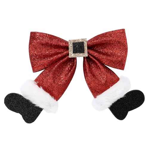 Christmas Hair Bows Clips for Girls Christmas Santa Boot Hair Accessories Sparkly Sequin Xmas Boutique Hair Clips Bowknot Alligator Clips Hairpins Barrette for Xmas Party Gifts(Style C)