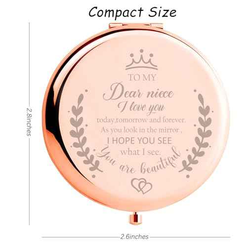 Soulpetals Niece Gifts Compact Mirror for Niece from Aunt to My Niece Makeup Mirror Birthday Gifts for Niece from Auntie Uncle Gifts for Niece Birthday Christmas