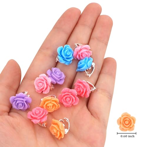 YISSION Mini Rose Flower Hair Clips and Barrettes - 20Pcs Cute Small Colorful Hair Pins for Women's Bridal & Wedding Hair Accessories