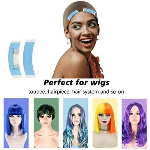 Goiple 40pcs Wig Tape for Wigs Double Sided Waterproof Lace Wigs Adhesive, Tapes Strips for Lace Front Wig Toupee, Hairpiece Wig Tapes Wig Tape for Hair Extension with Wax Stick Edge Control Wax