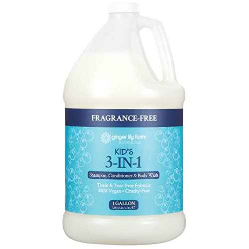 Ginger Lily Farms Botanicals Kid's 3-in-1 Shampoo, Conditioner & Body Wash, Tear-Free Formula, 100% Vegan & Cruelty-Free, Fragrance-Free, 1 Gallon (128 fl oz) Refill