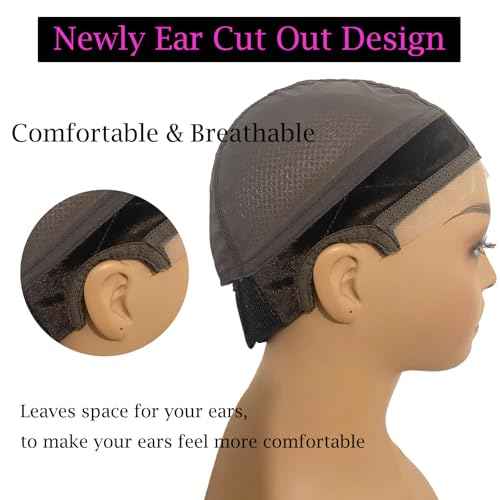 Lace Wig Grip Cap for Glueless Wig 4x5 Transparent Lace Reusable Wig Caps, Wig Grip Band for Lace Front Wigs to Keep Wigs in Place, Adjustable Wig Cap with Grip Band Non Slip Cap for Women (Brown)