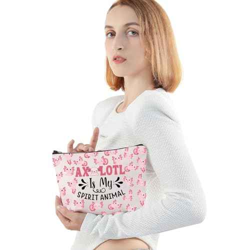 JNIAP Axolotls Cosmetic Makeup Bag Axolotl Lovers Gifts Axolotl Is My Spirit Animal Axolotl Zipper Pouch Axolotl Toiletry Bag (axolotl spirit)