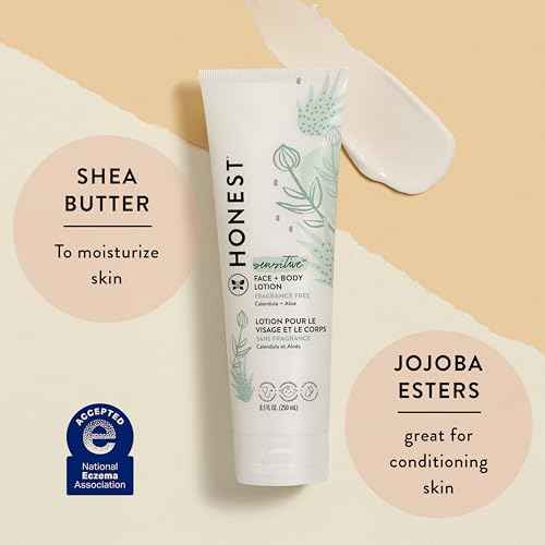 The Honest Company Hydrating Face + Body Lotion | Fast Absorbing, Naturally Derived, Hypoallergenic | Fragrance Free Sensitive, 8.5 fl oz