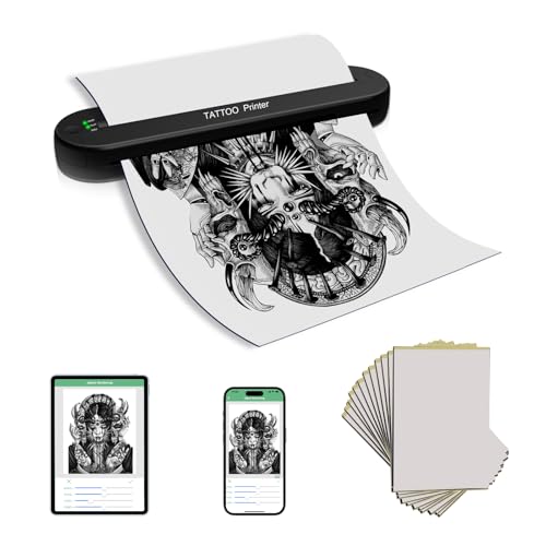 YILONG Bluetooth Tattoo Stencil Printer, Tattoo Thermal Machine with 15 Pcs Tattoo Transfer Paper, Portable Tattoo Transfer Copier Machine for Tattoo Artists and Beginners, ATS886L