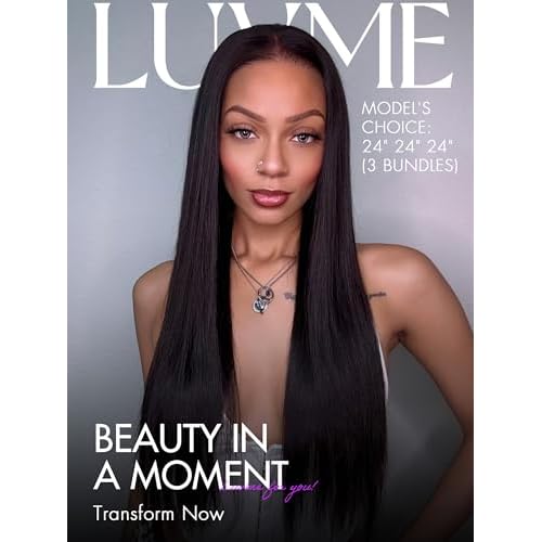 LUVME HAIR Clip in Hair Extensions, Silky Straight Human Hair Clip in Extensions for Women, Natural Black Hair Extensions, 70g 3pcs 22 Inch