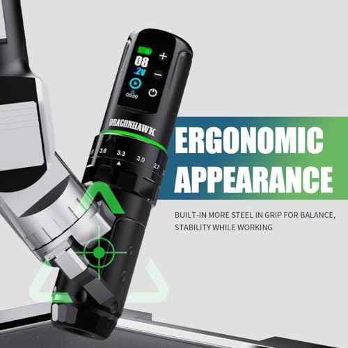 Dragonhawk L3 Complete Tattoo Gun Kit Cordless Cord Pen Machine 7 Strokes Length 2 Batteries Power Supply Mcore Motor Tattoo Needles Cartridges for Pro Artists
