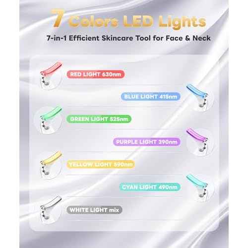 Light Based Multifunctional Facial Massager, 7 Color Portable Face Massager Tool for Skin Care, White
