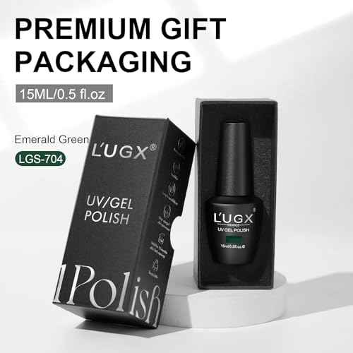L'UGX Dark Green Gel Polish Emerald Nail Polish 15ML Long Lasting U V Gel Colors for Nails Art DIY Manicure & Pedicure at Home Salon Holiday Gifts for Women LGS-704