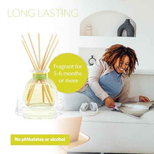 AGRARIA Lemon Verbena Scented PetiteEssence Diffuser, 1.7 Ounces with Reeds and a Flower