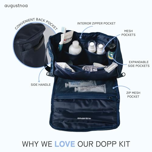 augustnoa Dopp Kit for Men | Travel Toiletry Bag with 11 Pockets & Expandable Side Compartments | Water-Resistant, Eco-Friendly Recycled Material | Compact, Lightweight & Perfect for Travel Essentials