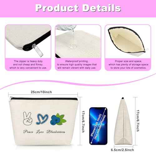 Blueberry Makeup Bag Blueberry Lover Gift for Women Blueberries Cosmetic Bag Birthday Gift for Mom Fruits Lover Gift Friendship Gift for Friends Christmas Gift for Her