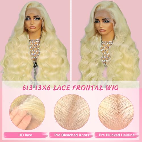 613 Lace Front Wig Human Hair 200 Density 13x6 HD Lace Front Wigs Human Hair Body Wave Blonde Wig Human Hair For Women 20 Inch Blonde 13x6 HD Lace Frontal Glueless Wigs Human Hair for Women