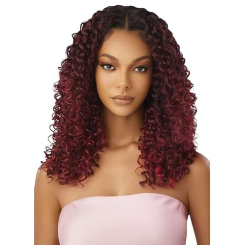 Outre Airtied 100% Fully Hand-Tied Wig - Human Hair Blend - Dominican Curly 22" (DRST MAPLE BROWN)