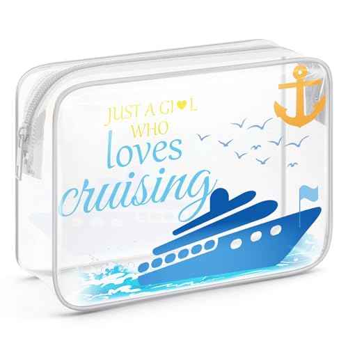 Sazuwu Cruise Gifts for Her Clear Makeup Bags with Zipper Cruise Ship Gifts Ideas Cruise Vacation Gifts Cruising Retirement Gifts Cosmetic Bag Birthday Christmas Gifts Cruise Theme Party Decorations