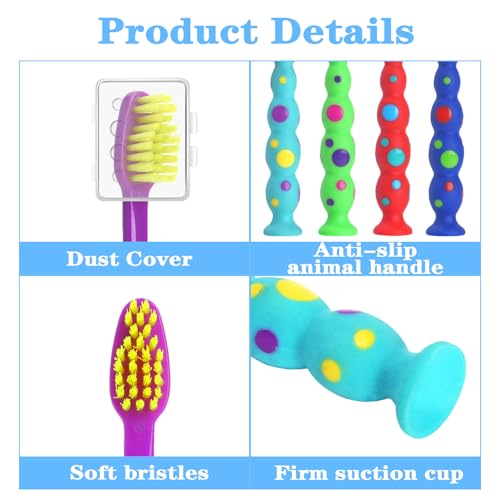 200 Pack Kids Toothbrush Soft bristles Toddler Lovely Toothbrush with Suction Cup Bulk, Includes Travel Covers, Individually Wrapped Toothbrushes for Kid Home School Daycare Camp (Candy)