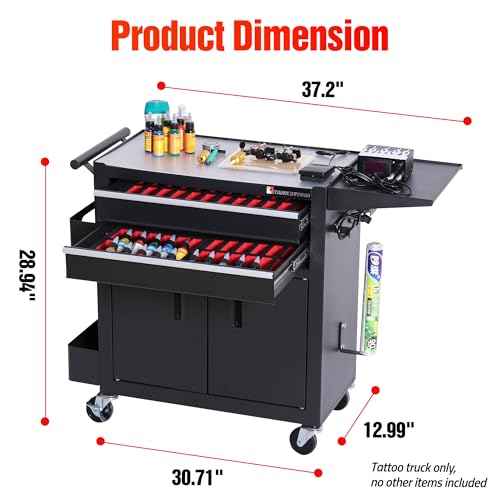 Tattoo Cart, TZ12W, Black Steel