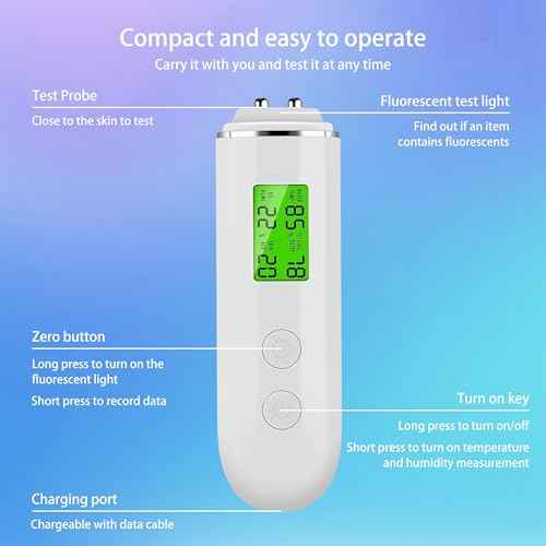 Facial Moisture Tester,Skin Hydration Tester Analyzer Machine Professional, Digital Skin Oil Sensor, Skin Analyzer Tester Water Oil Monitor LCD Display Monitoring Meter for Face and Body
