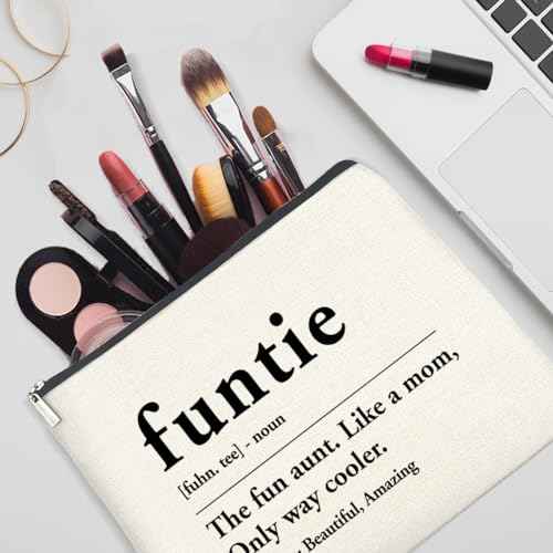 YeleY Funny Auntie - for Auntie Birthday Christmas Mother's Day - Auntie Gift Ideas - Auntie Makeup Bag - Funtie Definition Cosmetic Bag Makeup Zipper Pouch