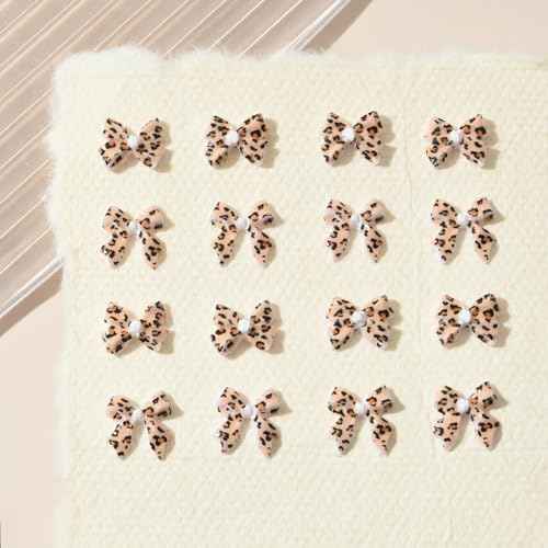 36Pcs Leopard Print Bow Nail Art Charms - Acrylic Rhinestone - Bow Shape - Nail Art Rhinestones