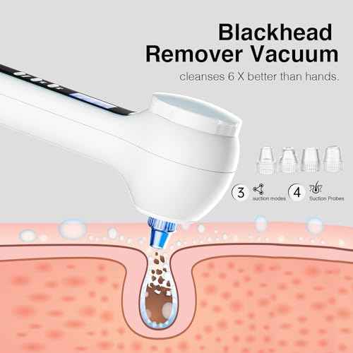 Face Scrubber Exfoliator with LCD Screen,Rechargeable Facial Cleansing Brush IPX7 Waterproof 3 in 1 Blackhead Remover Vacuum for Exfoliating,Massaging and Deep Pore Cleansing