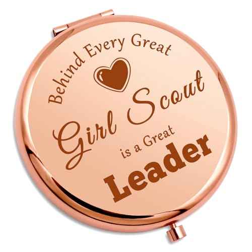 Scout Leader Gifts Compact Mirror Girl Power Gift Thank You Gifts for Girl Scout Christmas Birthday Gift for Master Scout Troop Appreciation Inspirational Gifts Leadership Gift Folding Makeup Mirror