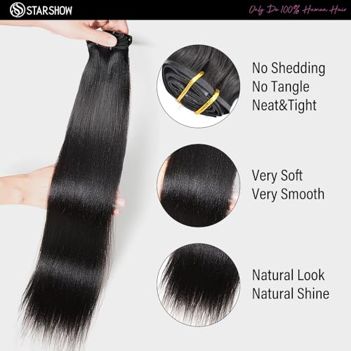 Yaki Straight Seamless Clip in Hair Extensions Remy Human Hair Extensions 1Pack 100g 7pcs Yaki Straight Clip Ins Hair Extensions Clip In Human Hair 18Inch Natural Black