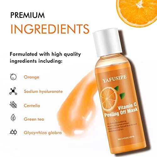 Peel Off Face Mask Vitamin C Peel Off Masks, Blackhead Mask Orange Peeling Lotion Gentle Exfoliating Blackhead Remover Poreless Deep Cleanse Purifying Hand Masks for Face Arms Neck Gifts 3.4 FLOZ
