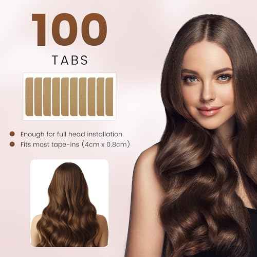 MIILYE Hair Extension Replacement Tape 100 Tabs, Double Sided, 6+ Weeks Hold Time, No Residue, Tape-ins-Extension Reinstallation