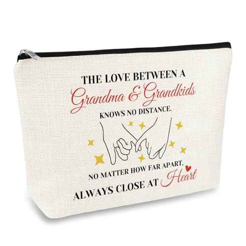 Grandma Gifts from Grandkids Makeup Bag Grandma Birthday Gifts from Granddaughter Grandson Mothers Day Thanksgiving Retirement Gift for Grandmother Nana Long Distance Gifts Cosmetic Bag Travel Pouch