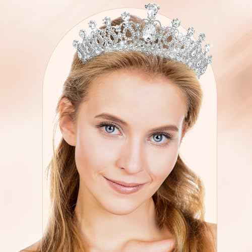 Landical 15 Pcs Silver Tiara and Crowns for Women Crystal Tiara Crown Headband with Comb Rhinestone Queen Princess Crown Hair Accessories for Christmas Bridal Party Prom Costume Cosplay Gifts