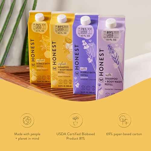 The Honest Company 2-in-1 Cleansing Shampoo + Body Wash Refill Carton | Gentle for Baby | Naturally Derived, Tear-free, Hypoallergenic | Citrus Vanilla Refresh, 32 fl oz