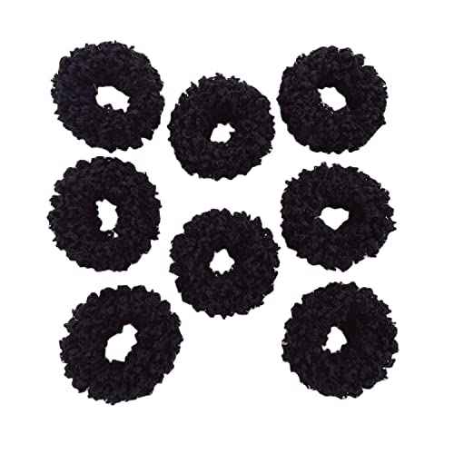 8pcs Plush Scrunchie Hair ties Large Scrunchie fluffy tied Hair Rope Cute Elastic Hair Bands Scrubchy Hair Accessories for Women and Girls (Black)