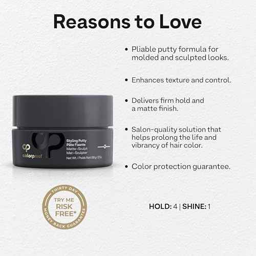 Colorproof Styling Putty 2 Fl. Oz. with Color and Heat Protection, Black Currant, Jasmine & Peach Scent, Firm Hold Hair Putty with Matte Finish