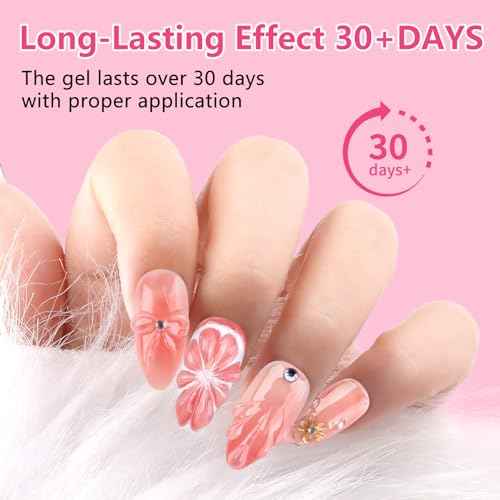 BQAN 3 in 1 3D Nail Art Gel, 2x10g Sculpting 3D Gel No-Wipe with Chrome Powder for Rhinestones / DIY Nail Art, Salon & Home Use (Clear)