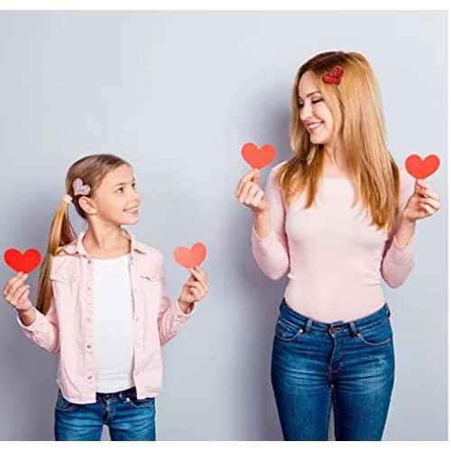 9 Piece Heart Hair Clips & Barrettes, Glitter Sequin Heart Hairpins for Girls in Three Colors, Valentine's Day Themed Party