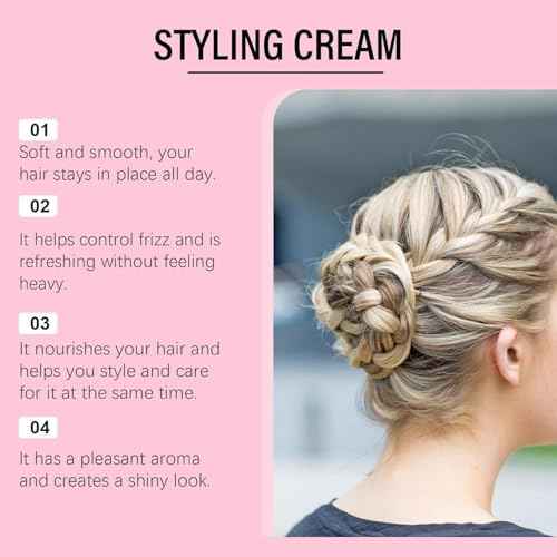 3-In-1 Hair Styling Cream, Hair Cactus Fruit 3-In-1 Styling Cream & Taming Wand, Smooth Frizz, Cactus Fruit Extract for Tames Flyaway H-air, Enhances Shine, Non-Greasy, for Women & Girls (3 PCS)