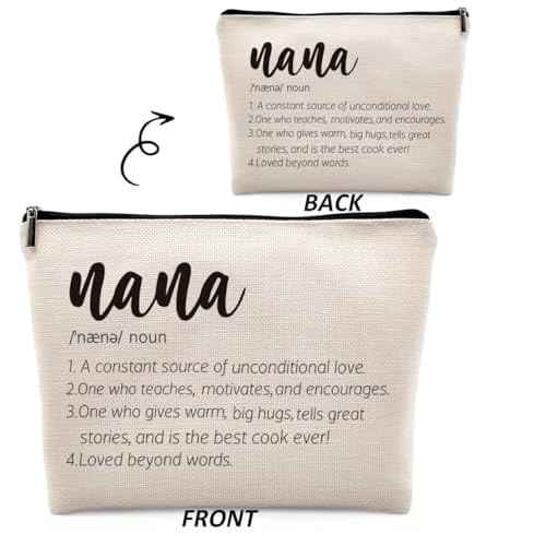 Nana Gifts Cosmetic Bag, Mothers Day Birthday Gifts for Mimi Gigi Grandma Gifts from Grandkids Makeup Bag for Purse, Thanksgiving Christmas Gifts for Nana Definition Travel Toiletry Bag