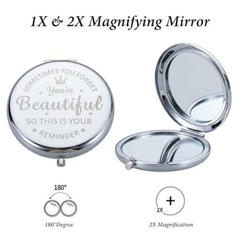 XPENMULBOJA Stocking Stuffers for Teens Inspiration Stuffer for Women Makeup Mirror Birthday Christmas Compact Mirror Gifts for Women Female Friends