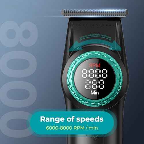 VGR 977 Professional Hair Trimmer Hair Clippers for Men, 8000rpm T-Blade Trimmer Zero Gapped Cordless Barber Clippers, Rechargeable Edgers Clippers with LED Display(Black)
