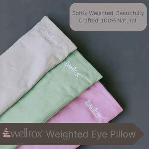 Wellrox Weighted Eye Pillow - Flaxseeds & Lavender Eye Pillow Weighted for Restorative Yoga, Meditation & Stress Relief (Lavender, Scented)