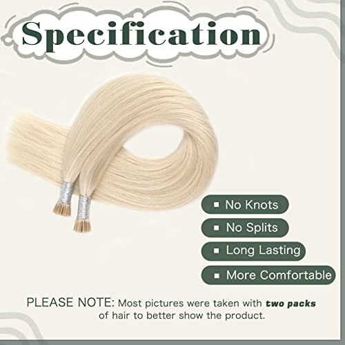 Sixstarhair Blonde I Tip Hair Extensions - Real Human Hair, Ash Blonde, Silky Straight Keratin, 22 Inch, 50g, 50 Strands
