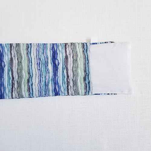 Eucalyptus Eye Pillow with Cover - Headache & Sinus Relief Heat Therapy, Washable Cover, Eco-Friendly Ingredients - Blue Green Layers