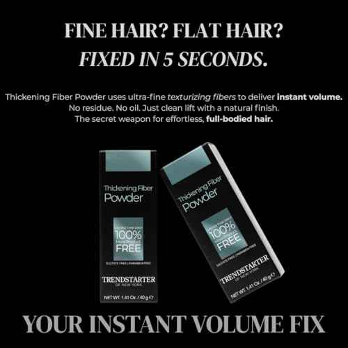 TRENDSTARTER - THICKENING FIBER POWDER (40g) - Natural Matte Finish Hair Styling Powder for All Hair Colors - Instant Thickness, Volume, & Texture - Oil Eliminating Lightweight Formula