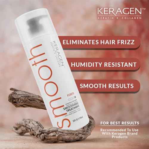 Keragen Brazilian Smoothing Keratin Hair Treatment | Sulfate-Free Blowout System for Dry, Damaged, Curly, or Frizzy Hair | Forte Formula | Medium to Coarse Hair | 32 Oz