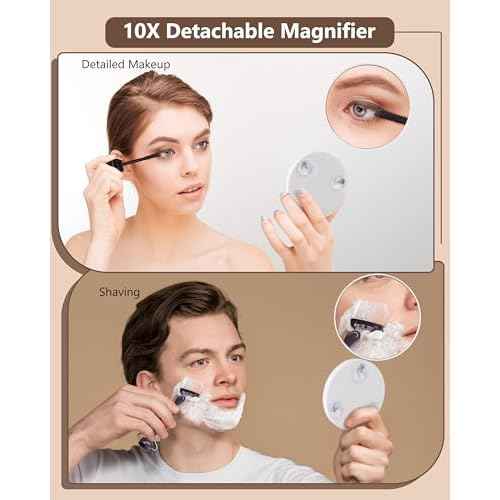 Star Vision 2-in-1 Lighted Makeup Mirror with PU Jewelry Organizer, Dimmable 6,000K Cool White Light, 2-Layer Drawers, PU Surface with Stitching, Includes a 10X Magnification Mirror, White