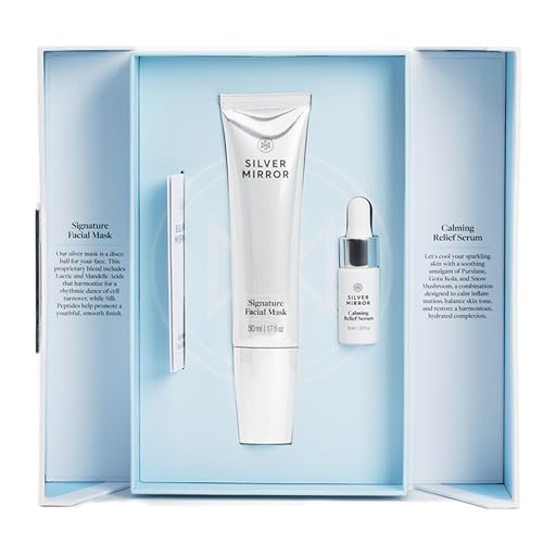 Signature Facial Mask (1.7 fl oz) & Serum (0.33 fl oz), Skin Care Set, 2-Step Face Tightening and Lifting Skincare, Anti Wrinkle, with Hyaluronic Acid, for Instant Face Lift